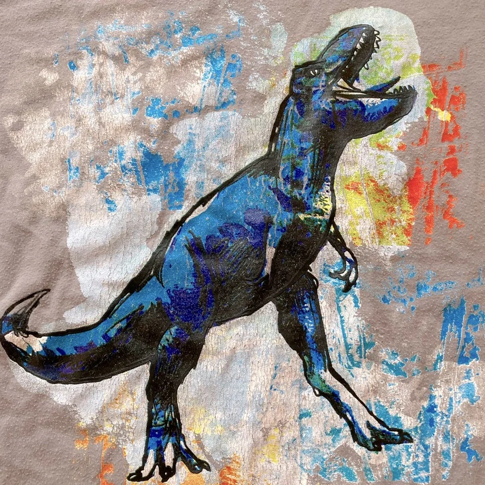 Cat & Jack Dinosaur Graphic T-Shirt Gray Blue‎ Kids Size 6/7